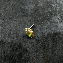 Load image into Gallery viewer, 20G 1/4 Green Gem Shades of Spring Golden Nose Bone
