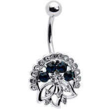 Load image into Gallery viewer, Clear Blue Gem Abstract Arch Belly Ring
