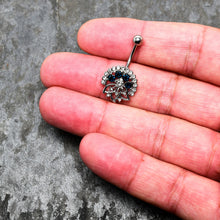 Load image into Gallery viewer, Clear Blue Gem Abstract Arch Belly Ring
