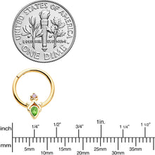 Load image into Gallery viewer, 16G 3/8 Green Gem Gold Tone Shades of Spring Hinged Segment Ring
