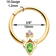 Load image into Gallery viewer, 16G 3/8 Green Gem Gold Tone Shades of Spring Hinged Segment Ring
