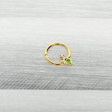 Load image into Gallery viewer, 16G 3/8 Green Gem Gold Tone Shades of Spring Hinged Segment Ring
