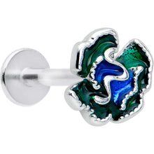 Load image into Gallery viewer, 16G 5/16 Spring Flower Green Blue Labret Monroe Tragus
