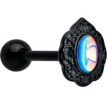 Load image into Gallery viewer, White Tourmaline Black Filigree Fairy Tale Barbell Tongue Ring
