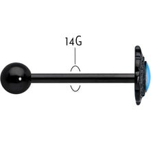 Load image into Gallery viewer, White Tourmaline Black Filigree Fairy Tale Barbell Tongue Ring
