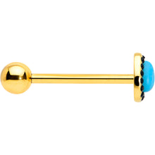 Load image into Gallery viewer, Gold Tone Southwestern Style Blue Drop Barbell Tongue Ring
