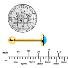 Load image into Gallery viewer, Gold Tone Southwestern Style Blue Drop Barbell Tongue Ring
