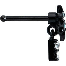 Load image into Gallery viewer, 20G 1/4 Clear Gem Black Night Palm Tree Dangle Nose Bone
