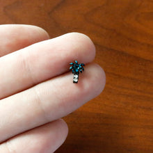 Load image into Gallery viewer, 20G 1/4 Clear Gem Black Night Palm Tree Dangle Nose Bone
