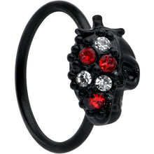 Load image into Gallery viewer, 20G 5/16 Red Clear Gem Black Skull Halloween Nose Hoop
