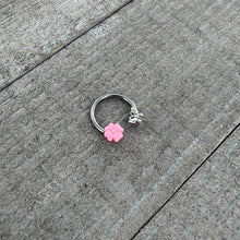 Load image into Gallery viewer, 16G 3/8 Butterfly Pink Flower Horseshoe Circular Barbell
