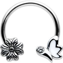 Load image into Gallery viewer, 16G 3/8 Clear Gem White Butterfly Square Flower Horseshoe
