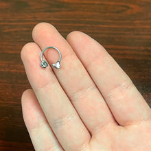 Load image into Gallery viewer, 16G 3/8 Clear Gem White Butterfly Square Flower Horseshoe
