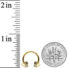 Load image into Gallery viewer, 16G 3/8 Gold Tone Burnished Butterflies Horseshoe Circular Barbell

