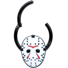 Load image into Gallery viewer, 16G 3/8 Black Licensed Friday the 13th Mask Hinged Segment Ring
