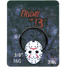 Load image into Gallery viewer, 16G 3/8 Black Licensed Friday the 13th Mask Hinged Segment Ring
