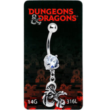 Load image into Gallery viewer, Officially Licensed Dungeons &amp; Dragons Clear CZ Gem Dangle Belly Ring
