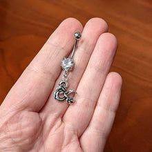Load image into Gallery viewer, Officially Licensed Dungeons &amp; Dragons Clear CZ Gem Dangle Belly Ring
