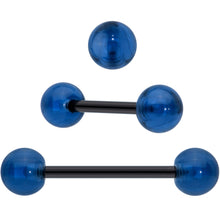 Load image into Gallery viewer, Licensed Dragonball Z Blue Red Star Kanji Barbell Tongue Ring Set of 4
