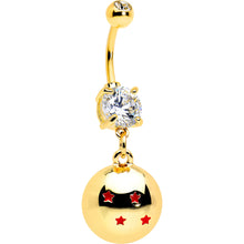 Load image into Gallery viewer, Licensed Dragonball Z Clear CZ Gem Gold Hue Starball Dangle Belly Ring

