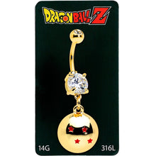 Load image into Gallery viewer, Licensed Dragonball Z Clear CZ Gem Gold Hue Starball Dangle Belly Ring
