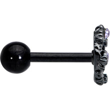 Load image into Gallery viewer, 16G 1/4 Purple Gem Regal Black Crown Heart Cartilage Tragus
