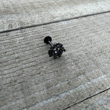 Load image into Gallery viewer, 16G 5/16 Purple Gem Regal Black Crown Heart Labret Monroe Tragus
