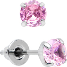 Load image into Gallery viewer, 4mm Pink CZ Gem Implant Grade Titanium Stud Earrings
