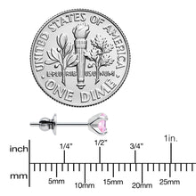 Load image into Gallery viewer, 4mm Pink CZ Gem Implant Grade Titanium Stud Earrings
