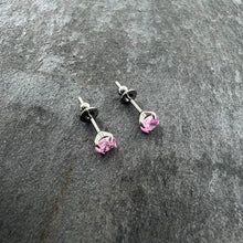 Load image into Gallery viewer, 4mm Pink CZ Gem Implant Grade Titanium Stud Earrings
