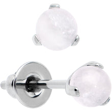 Load image into Gallery viewer, 3.5mm Light Rose Quartz Stone Implant Grade Titanium Stud Earrings
