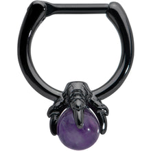 Load image into Gallery viewer, 16G 5/16 Purple Amethyst Stone Black Claw Hand Cartilage Clicker
