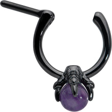 Load image into Gallery viewer, 16G 5/16 Purple Amethyst Stone Black Claw Hand Cartilage Clicker
