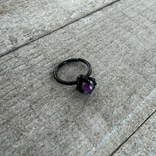 Load image into Gallery viewer, 16G 3/8 Purple Amethyst Black Claw Hand Hinged Segment Ring
