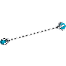 Load image into Gallery viewer, 14G Blue Turquoise Stone Claw Hands Industrial Barbell 38mm
