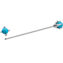 Load image into Gallery viewer, 14G Blue Turquoise Stone Claw Hands Industrial Barbell 38mm
