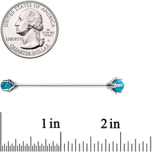 Load image into Gallery viewer, 14G Blue Turquoise Stone Claw Hands Industrial Barbell 38mm
