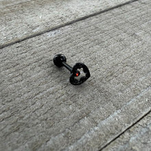 Load image into Gallery viewer, 16G 1/4 Red Clear Gem Black Heart Key Cartilage Tragus Earring
