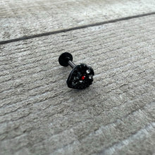 Load image into Gallery viewer, 16G 5/16 Red Clear Gem Black Heart Key Labret Monroe Tragus
