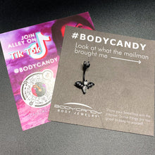 Load image into Gallery viewer, Clear Gem Black Vampire Bat Halloween Double Mount Belly Ring
