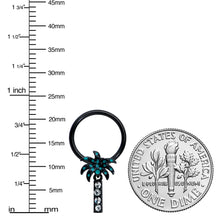 Load image into Gallery viewer, 16G 3/8 Clear Gem Black Night Palm Tree Dangle BCR Captive Ring
