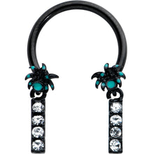 Load image into Gallery viewer, 16G 3/8 Clear Gem Black Night Palm Tree Dangle Horseshoe
