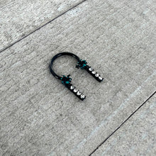 Load image into Gallery viewer, 16G 3/8 Clear Gem Black Night Palm Tree Dangle Horseshoe
