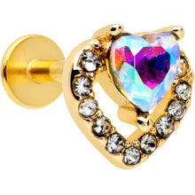 Load image into Gallery viewer, 16G 5/16 Aurora Clear Gem Rococo Heart Labret Monroe Tragus
