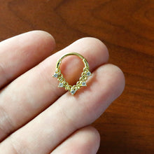 Load image into Gallery viewer, 16G 3/8 Clear CZ Gem Gold Tone Heart Filigree Cartilage Clicker

