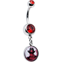Load image into Gallery viewer, Licensed Nightmare On Elm Street Red Gem Freddy Dangle Belly Ring
