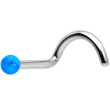 Load image into Gallery viewer, 18G 1/4 Blue Synth Opal G23 Titanium Threadless Left Nose Screw
