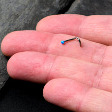 Load image into Gallery viewer, 18G 1/4 Blue Synth Opal G23 Titanium Threadless Left Nose Screw

