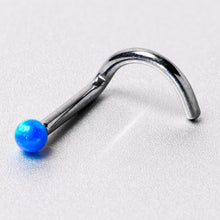 Load image into Gallery viewer, 18G 1/4 Blue Synth Opal G23 Titanium Threadless Left Nose Screw
