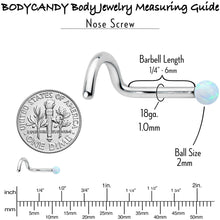 Load image into Gallery viewer, 18G 1/4 White Synth Opal G23 Titanium Threadless Left Nose Screw
